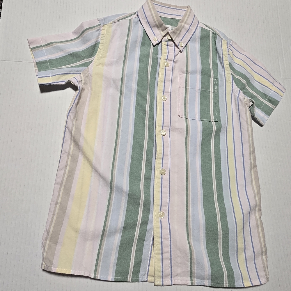 GAP Youtg Boys' Size 7 Striped and Plaid Cotton Shirt Set - Green and Red Bundle - Picture 2 of 14
